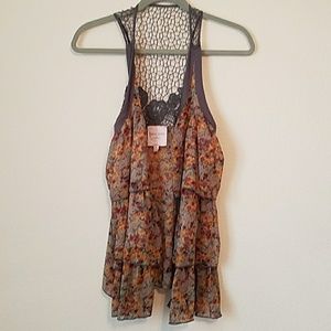Floral vest/sleeveless cardigan